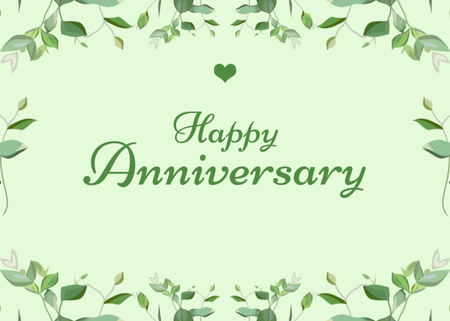 Anniversary Greetings on Green Floral Card Postcard 5x7in Design Template
