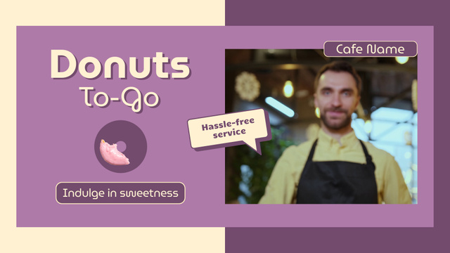 Glazed Donuts Takeaway In Cafe With Discount Full HD video Πρότυπο σχεδίασης