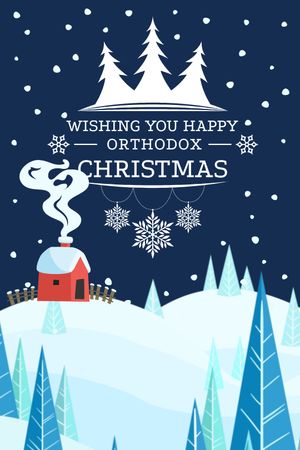 Christmas Greeting with Snowy Landscape Tumblr Design Template