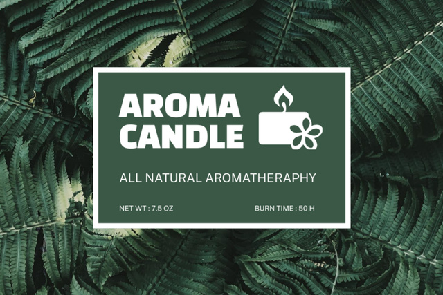 Natural Candles For Aromatherapy With Fern Label Tasarım Şablonu