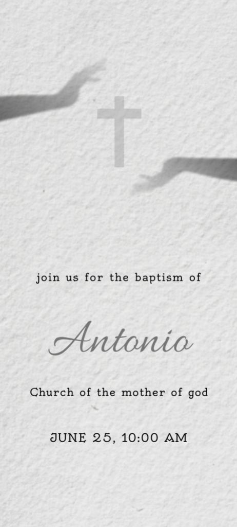 Baby Baptism Announcement with Christian Cross Invitation 9.5x21cm – шаблон для дизайна