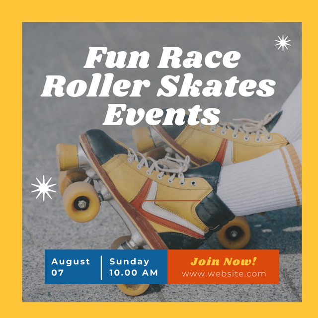 Race Roller Skates Event Announcement Instagram Tasarım Şablonu