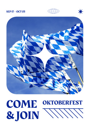 Announcement of Oktoberfest Celebtaion with Blue Flag Flyer A4 Design Template
