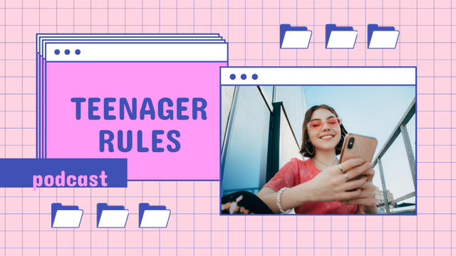 Podcast Topic Announcement about Teenagers Youtube Thumbnailデザインテンプレート