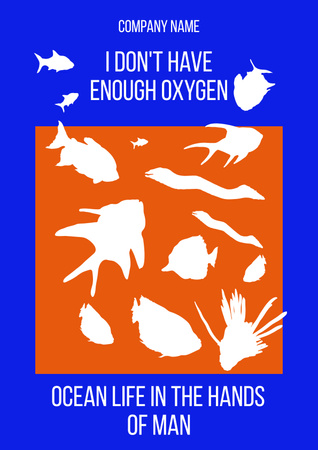 Template di design eco lifestyle motivazione con pesci in pacchetto di plastica Poster