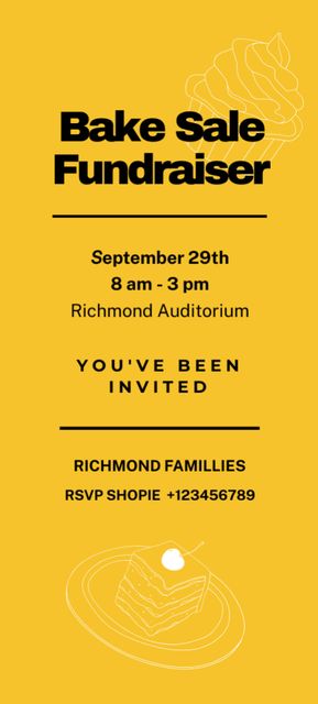 Charity Fundraising Sale on Yellow Invitation 9.5x21cm Design Template