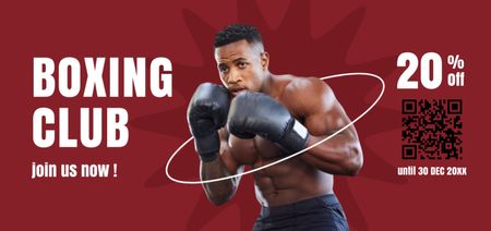Boxing Club Invitation with Muscular Sportsman Coupon Din Large tervezősablon