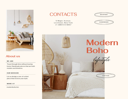 Designvorlage Modernes Innenarchitekturangebot mit gemütlichem Schlafzimmer für Brochure 8.5x11in