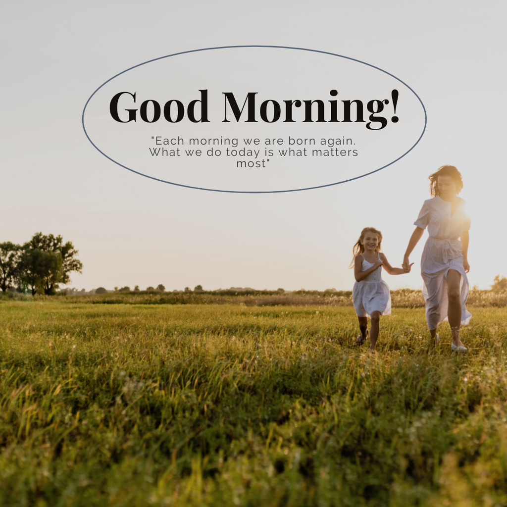 Template di design Inspirational Phrase with Mom and Daughter in Summer Field Instagram