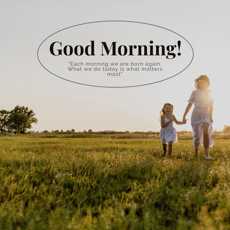 Inspirational Phrase with Mom and Daughter in Summer Field Instagram Design Template