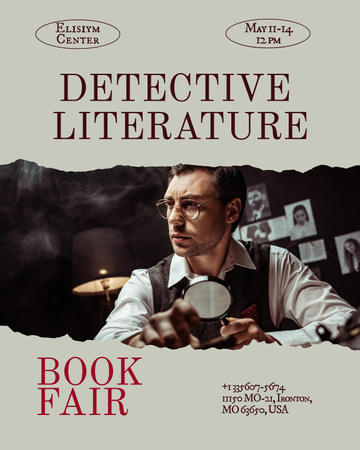 Book Fair of Detective Literature Poster 16x20in Šablona návrhu