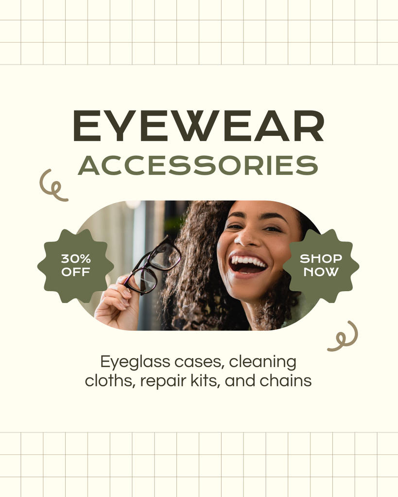 Best Eyewear Accessories Offer with Discount Instagram Post Vertical – шаблон для дизайну
