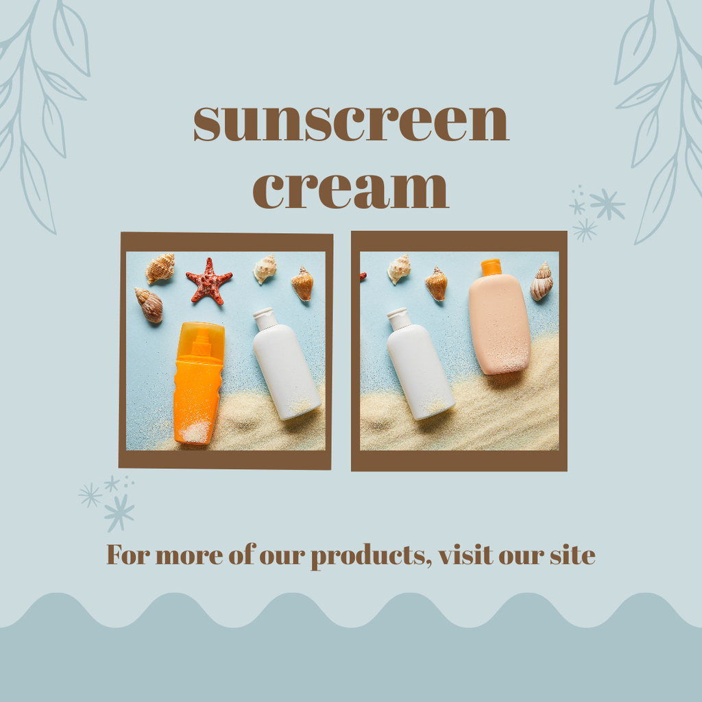 Ontwerpsjabloon van Instagram van Sunscreen Cream Ad with Shells