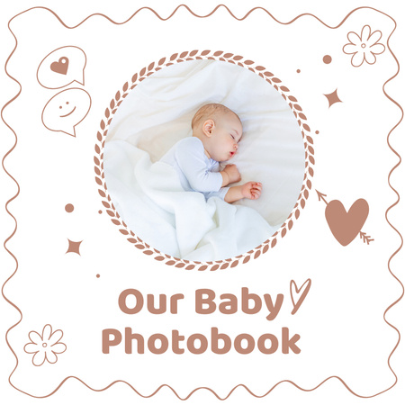 かわいい寝ている女の赤ちゃんの写真 Photo Bookデザインテンプレート