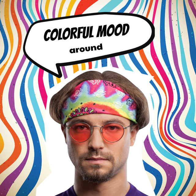 Mood Inspiration with Stylish Man in Red Sunglasses Instagram Πρότυπο σχεδίασης