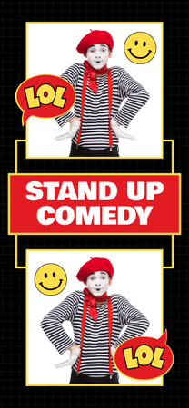 Designvorlage Stand-up-Comedy-Event-Werbung mit darstellendem Pantomimen für Snapchat Moment Filter