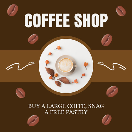 Promo For Large Coffee And Free Pastry Instagram AD Design Template