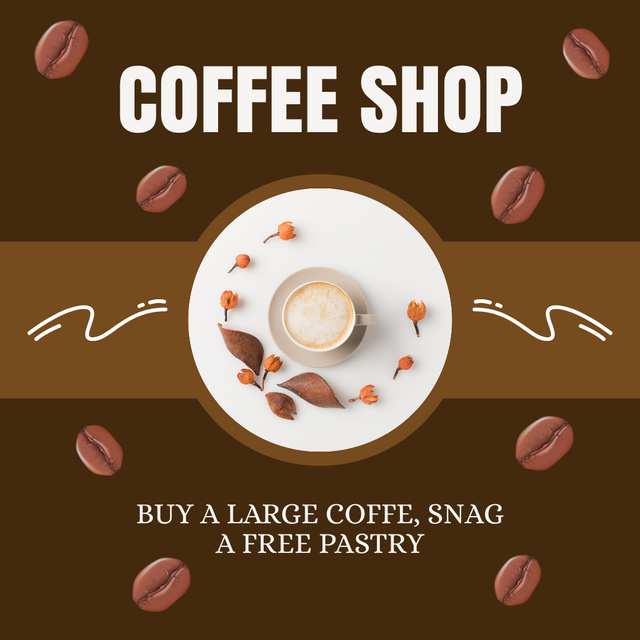 Template di design Promo For Large Coffee And Free Pastry Instagram AD