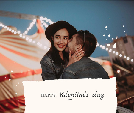 Couple at Valentine's Day fair Facebook Design Template
