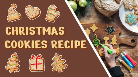 Ontwerpsjabloon van Youtube Thumbnail van Christmas Cookies Recipe Brown