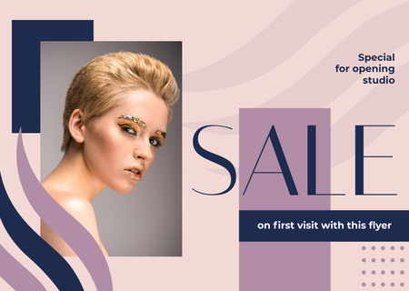 Ontwerpsjabloon van Flyer A6 Horizontal van Highly Professional Beauty Studio Sale Offer For Opening