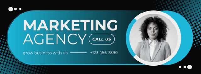 Effective Marketing Agency Service Offer With Contacts Facebook cover Modelo de Design