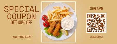 Discount For Fast Food With Qr-Code Coupon Tasarım Şablonu
