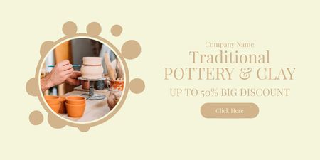 Traditional Handmade Pottery for Sale Twitter Design Template