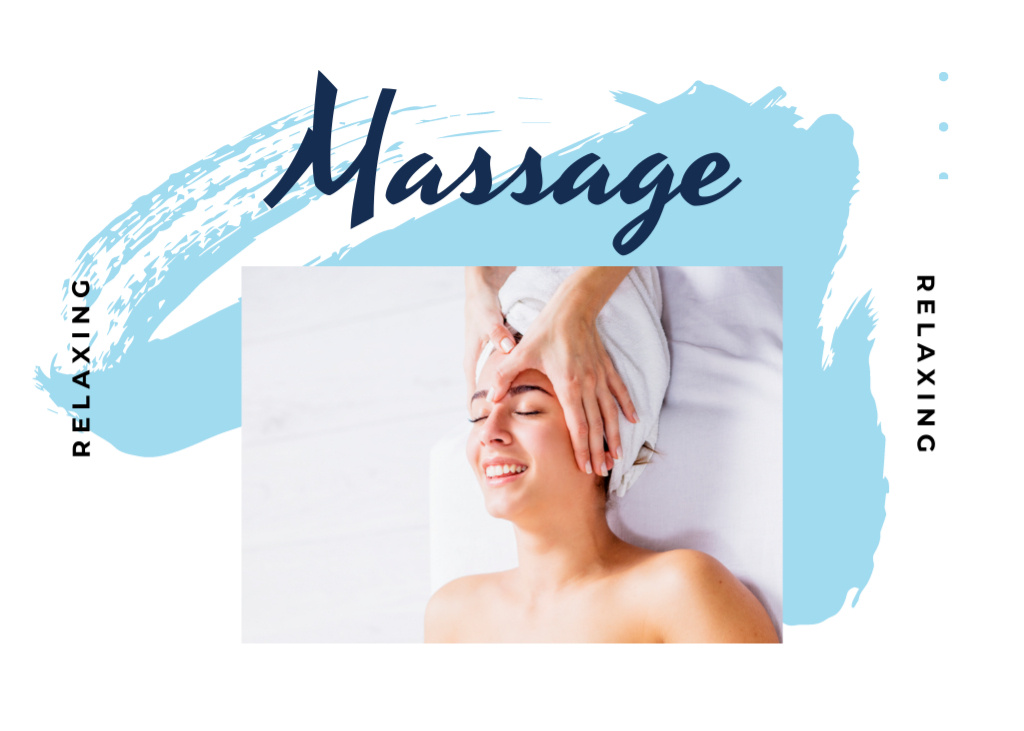 Relaxing Facial Massage Promotion In White Postcard 5x7in Modelo de Design