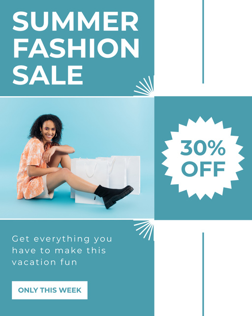Summer Fashion Clothes Discount Ad Instagram Post Vertical Design Template