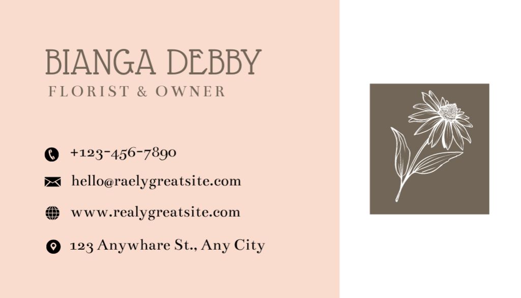 Template di design Florist Contact Info on Beige Business Card US