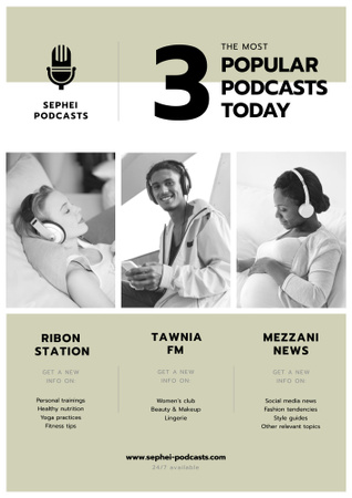 Popular podcasts with Young Women Poster B2 Design Template