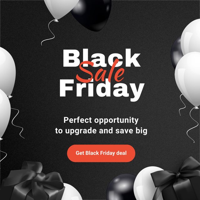 Black Friday Deal Promotion With Balloons Animated Postデザインテンプレート