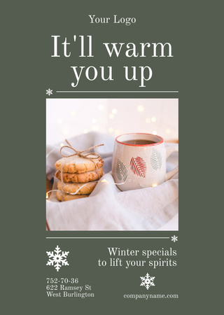 Szablon projektu Warm Cup of Tea with Cookies Postcard A6 Vertical