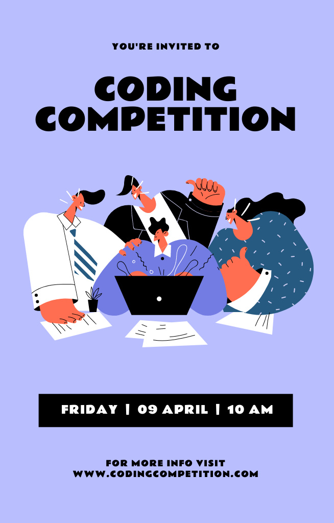 Modèle de visuel Coding Competition for Everybody - Invitation 4.6x7.2in