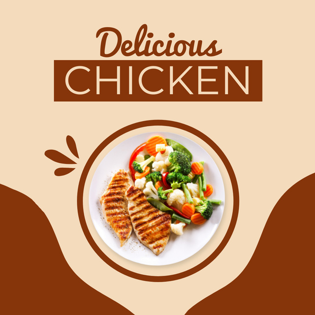 Designvorlage Delicious Chicken Steaks für Instagram
