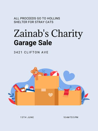 Charity Garage Sale Ad with Aid in Boxes Poster US Design Template