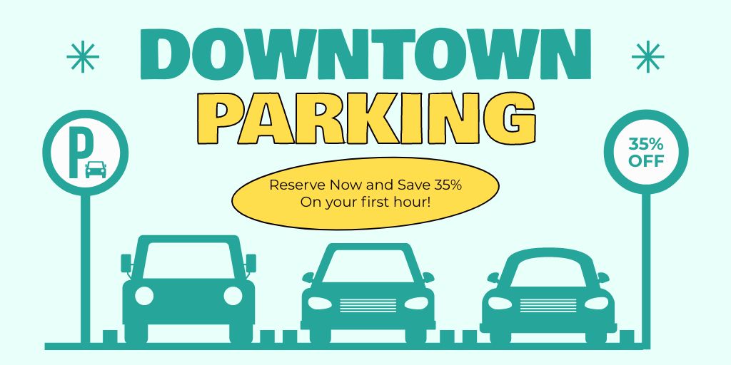 Ontwerpsjabloon van Twitter van Discount on Reserve Downtown Parking