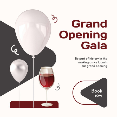 Unmissable Grand Opening Event With Booking And Balloons Instagram Design Template