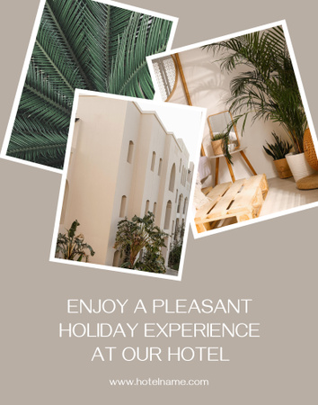 Chic Hotel Accommodation For Vacation With Plants Poster 22x28in Πρότυπο σχεδίασης
