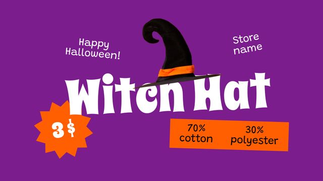 Plantilla de diseño de Witch Hat on Halloween Offer Label 3.5x2in 