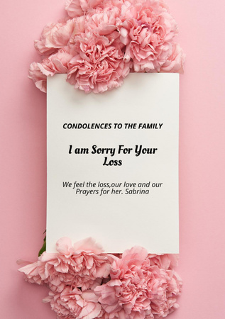 Deepest Condolences Message to Family Postcard A5 Vertical Design Template