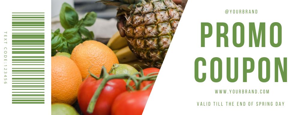 Plantilla de diseño de Grocery Store Promotion with Fresh Fruits and Vegetables Coupon 