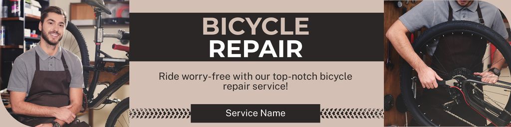 Bicycles Repair Workshop Promotion Twitter Design Template