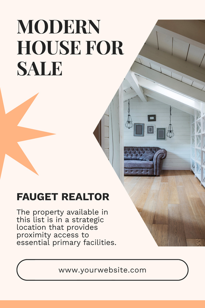 Modern House Sale Ad Layout with Photo Pinterestデザインテンプレート
