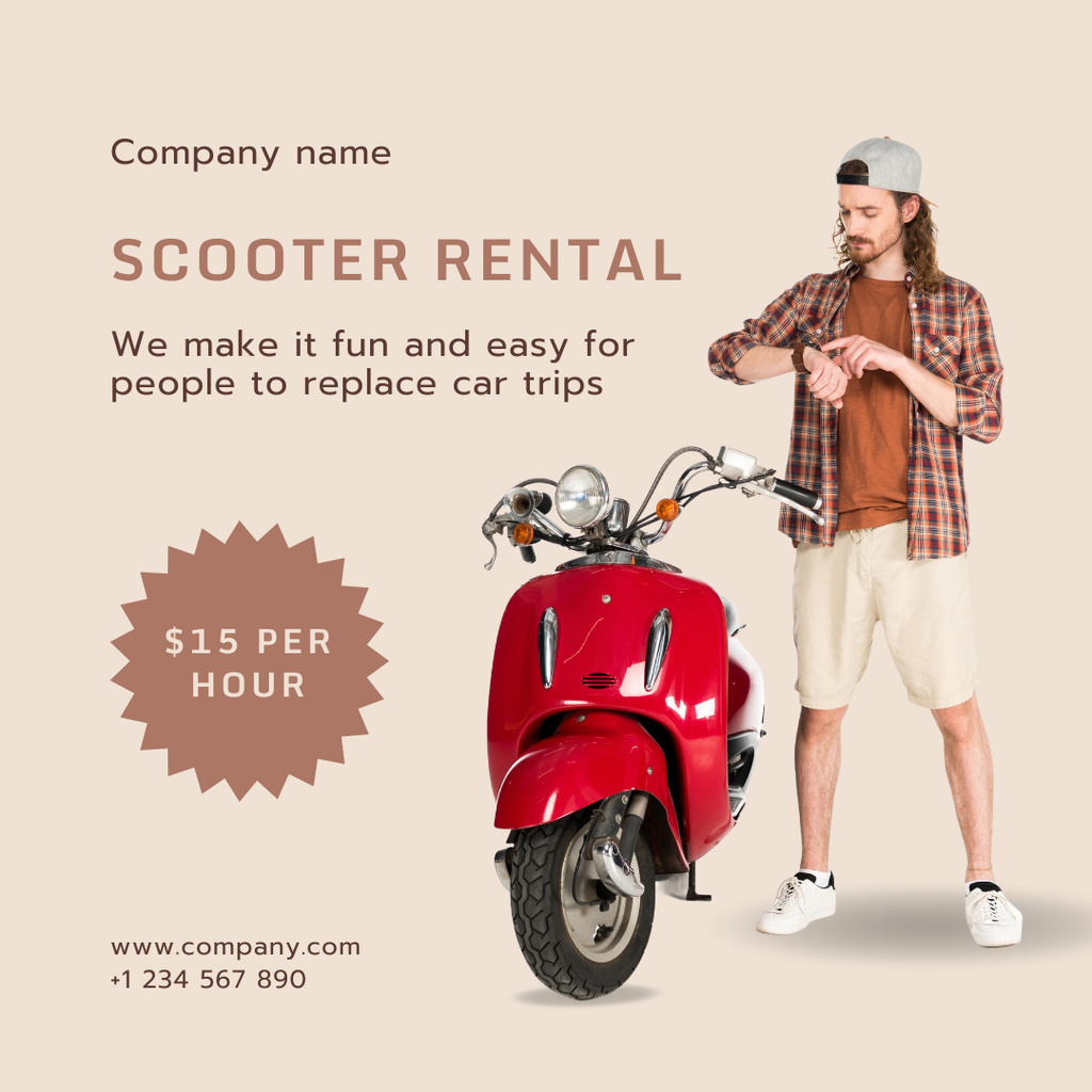 Scooter Rental Announcement Instagram tervezősablon
