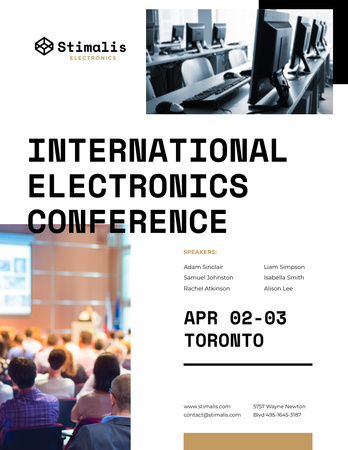 Anúncio do Evento da Conferência Eletrônica Poster 8.5x11in Modelo de Design
