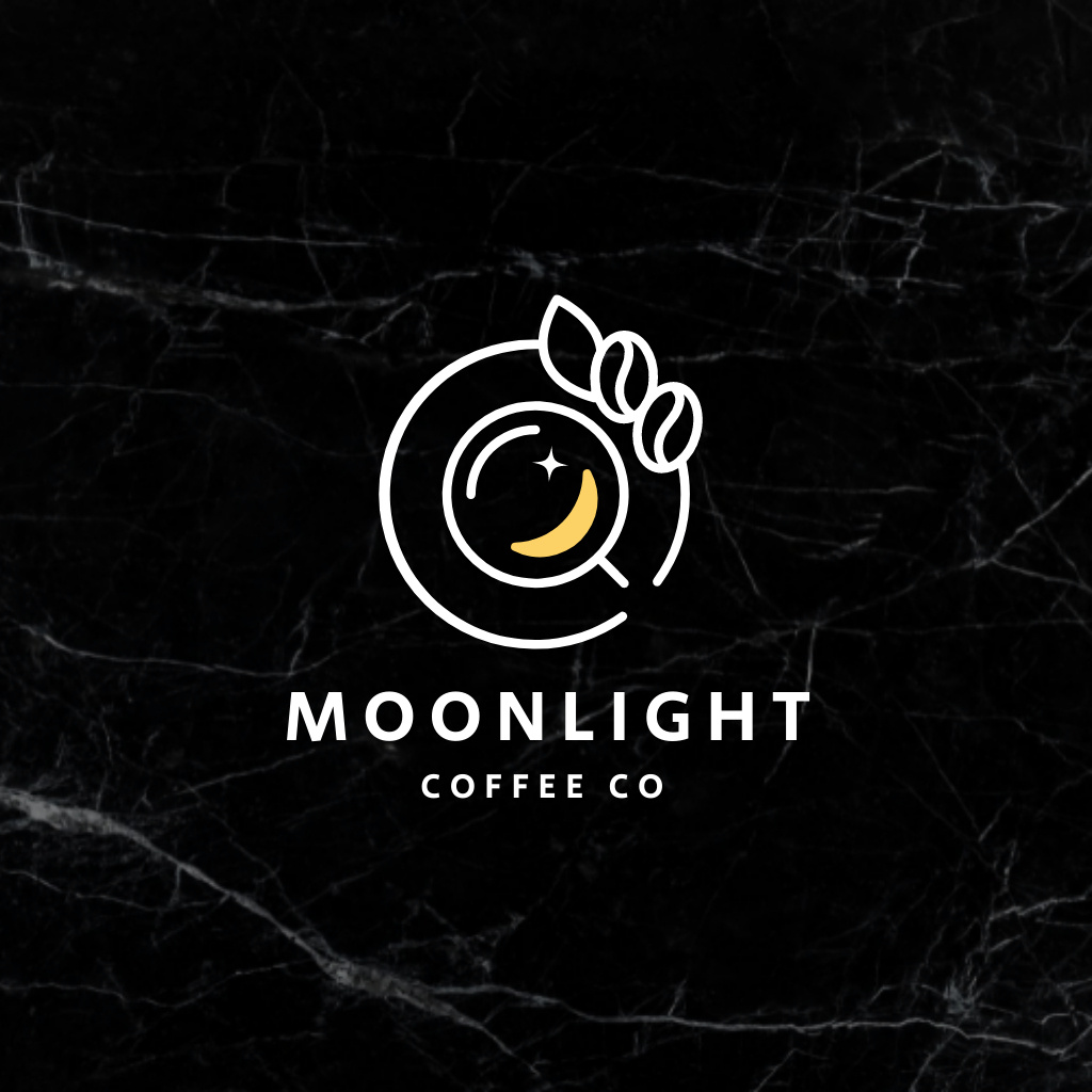 Template di design Cafe Emblem with Cup on Black Texture Logo