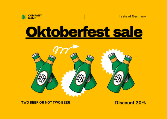 Oktoberfest Sale Announcement in Yellow Flyer 5x7in Horizontalデザインテンプレート