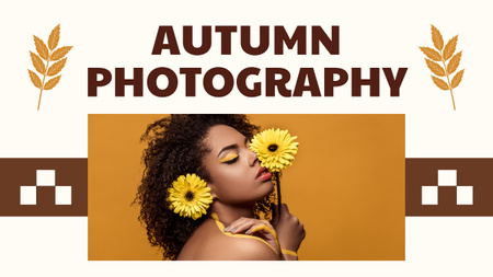 Promoção de serviço fotográfico de outono com flores Youtube Thumbnail Modelo de Design